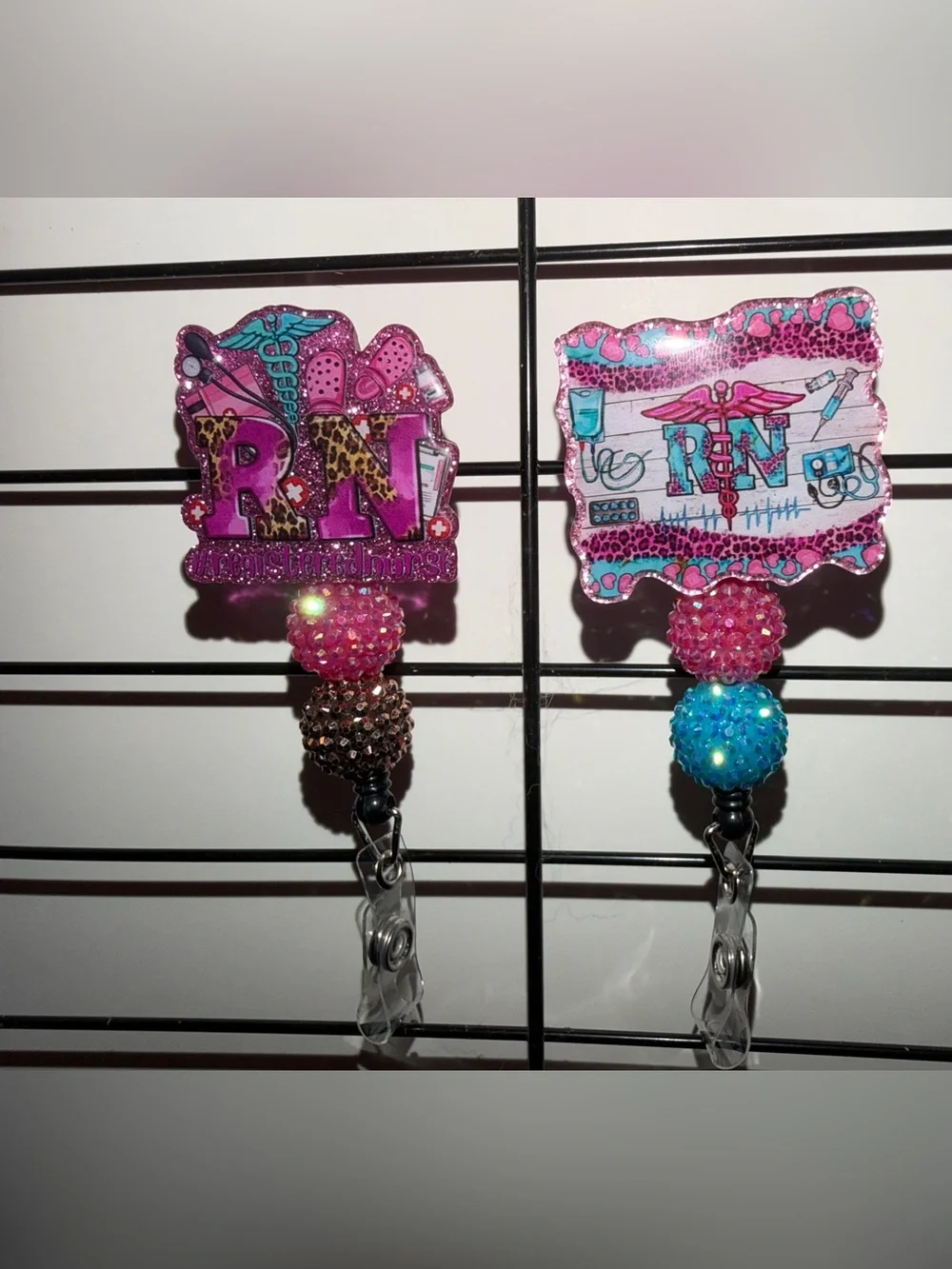 Super Nurse Badge Reel - Blue Sparkle Retractable ID Holder